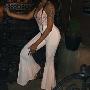 White High-Waisted Flare Pants